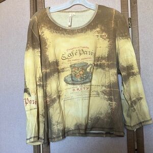 FINAL MARKDOWN Susan Lawrence Shirt with Paris Print xl